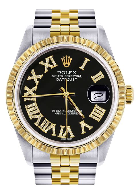 rolex black face roman numerals|rolex datejust 36mm diamond dial.